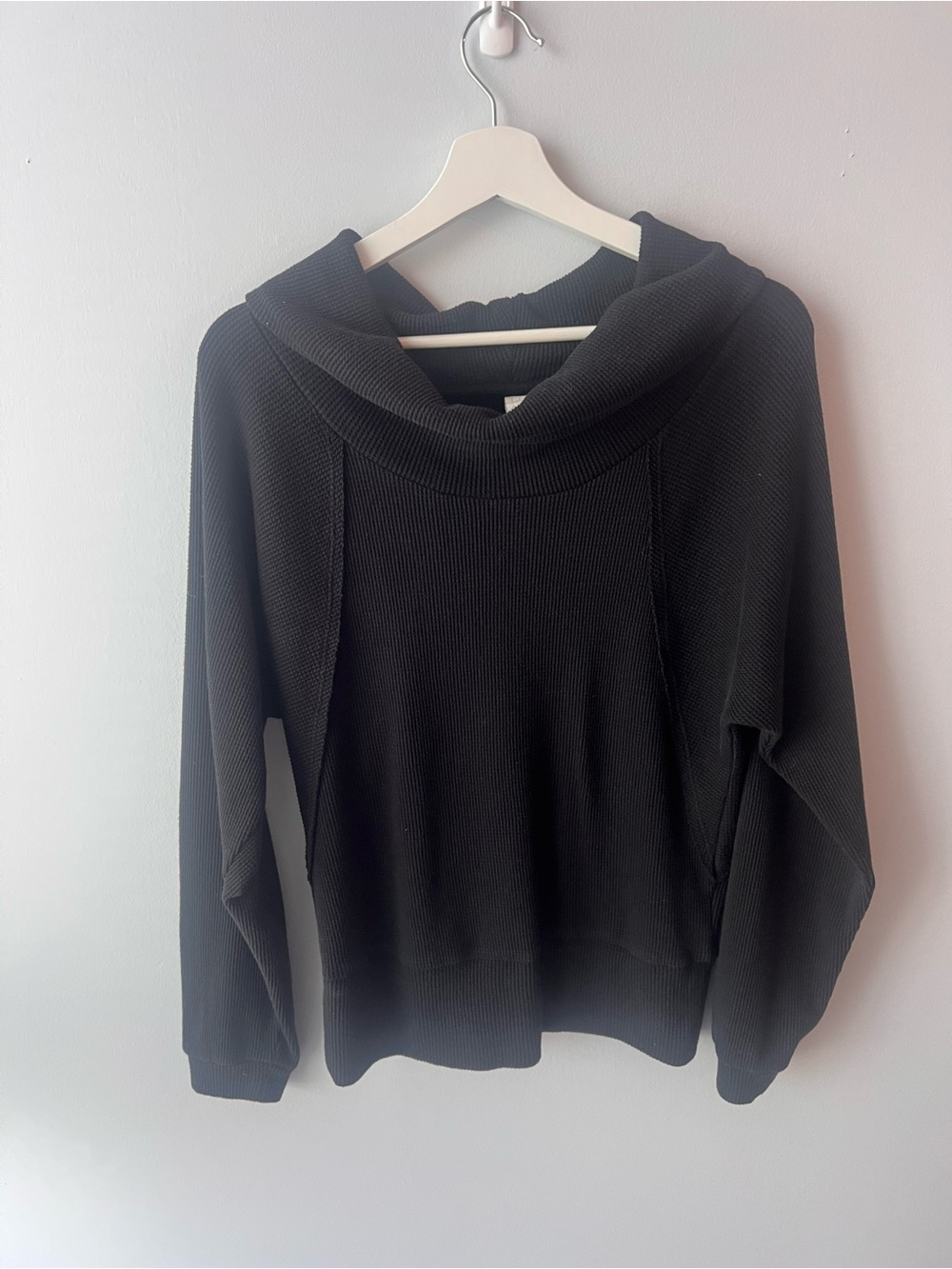 Anthropology Pilcro Angie Mock Neck Waffle Top Black Cowl Neck Women's Sweater - Picture 5 of 10